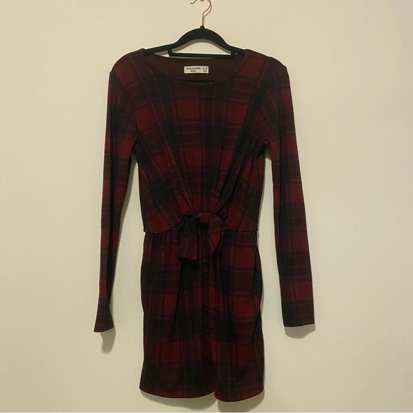 Abercrombie Kids Girls 11/12 Long Sleeve Red Black Plaid Dress - Picture 13 of 13